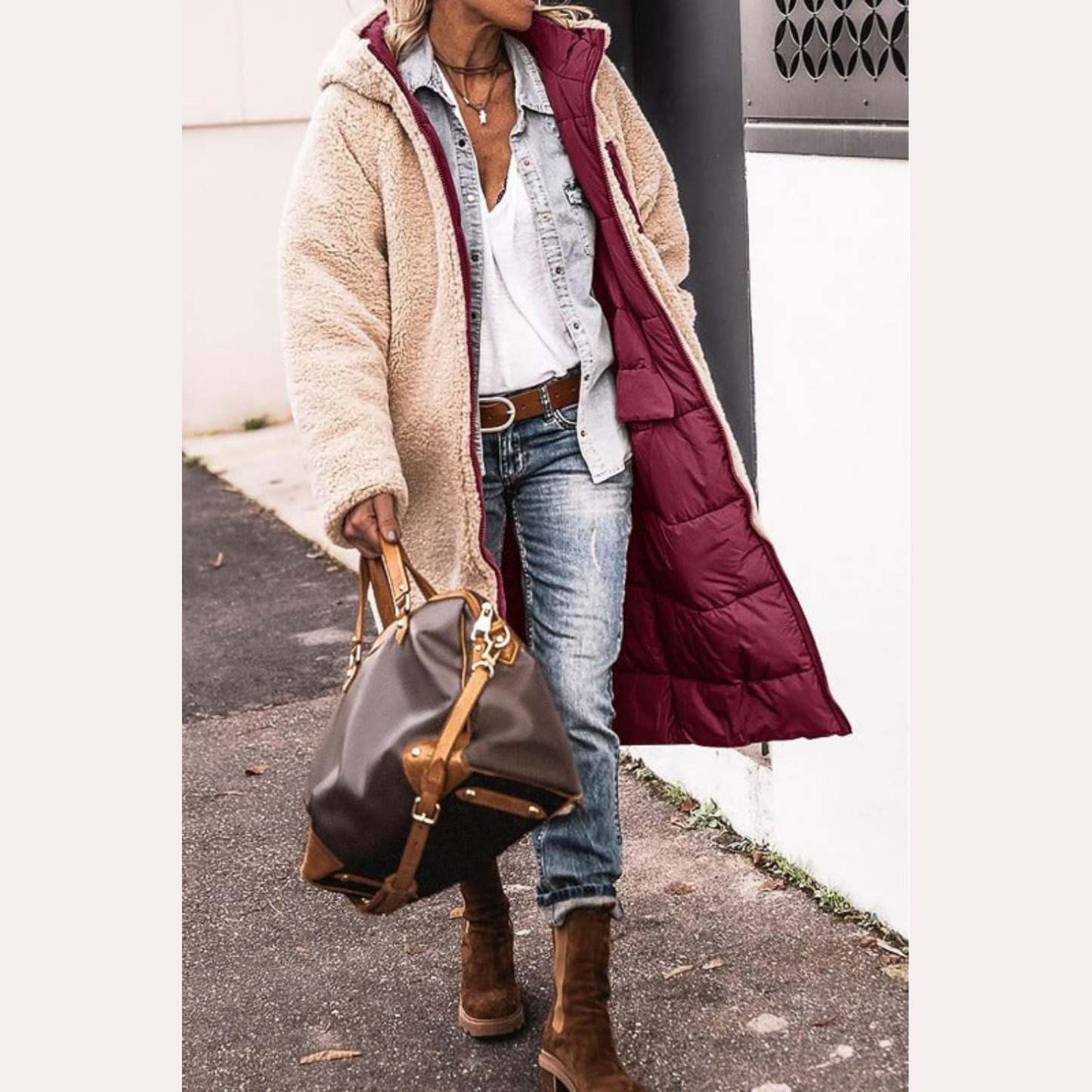 Reversible long coat for women | Amelia
