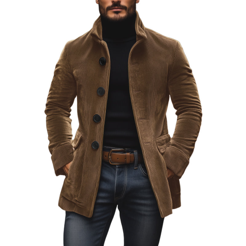 Slim fit stand collar buttoned coat Stylish for Men | Emerson Vale