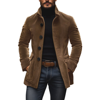 Slim fit stand collar buttoned coat Stylish for Men | Emerson Vale