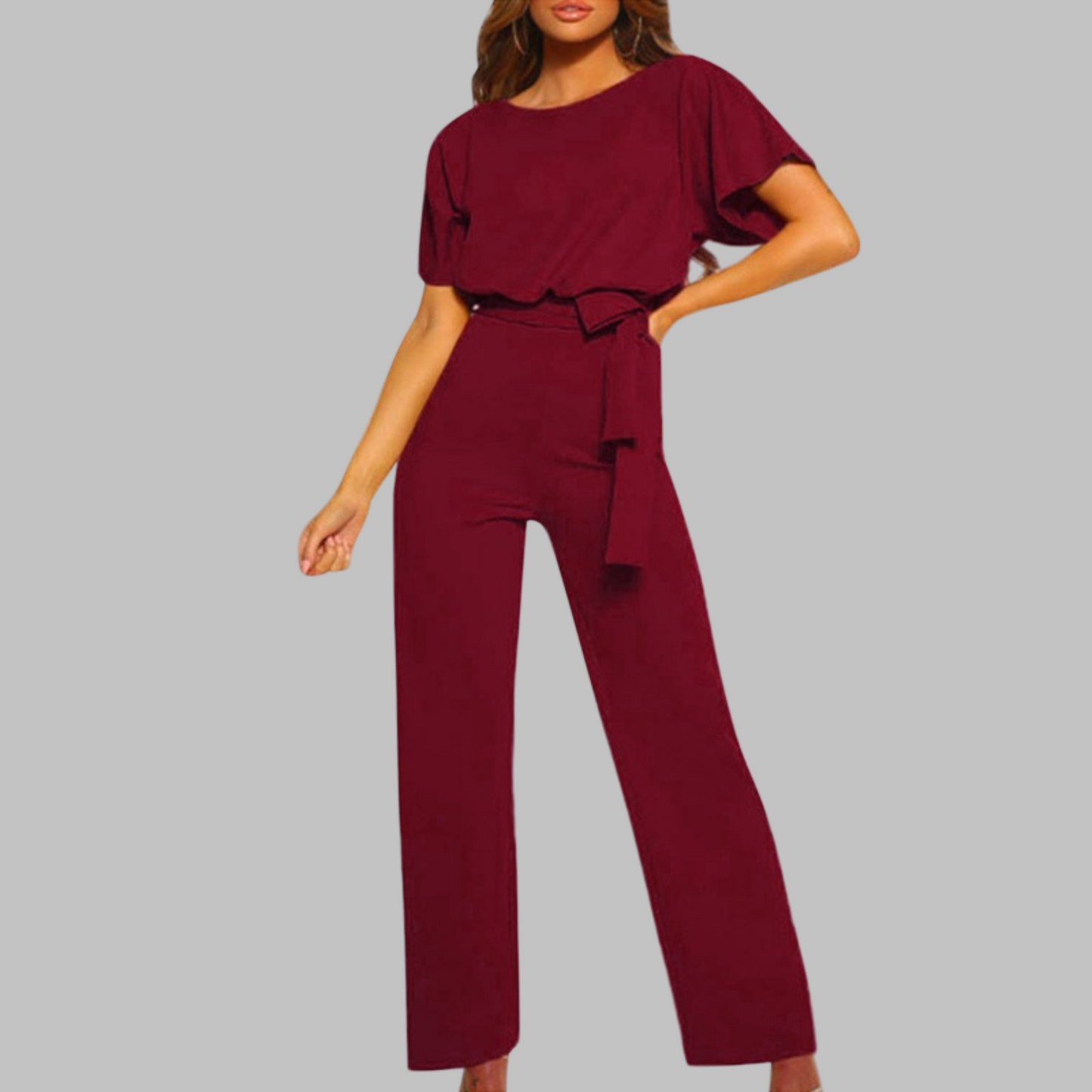 Casual tie front batwing sleeve jumpsuit for women | Alvessa