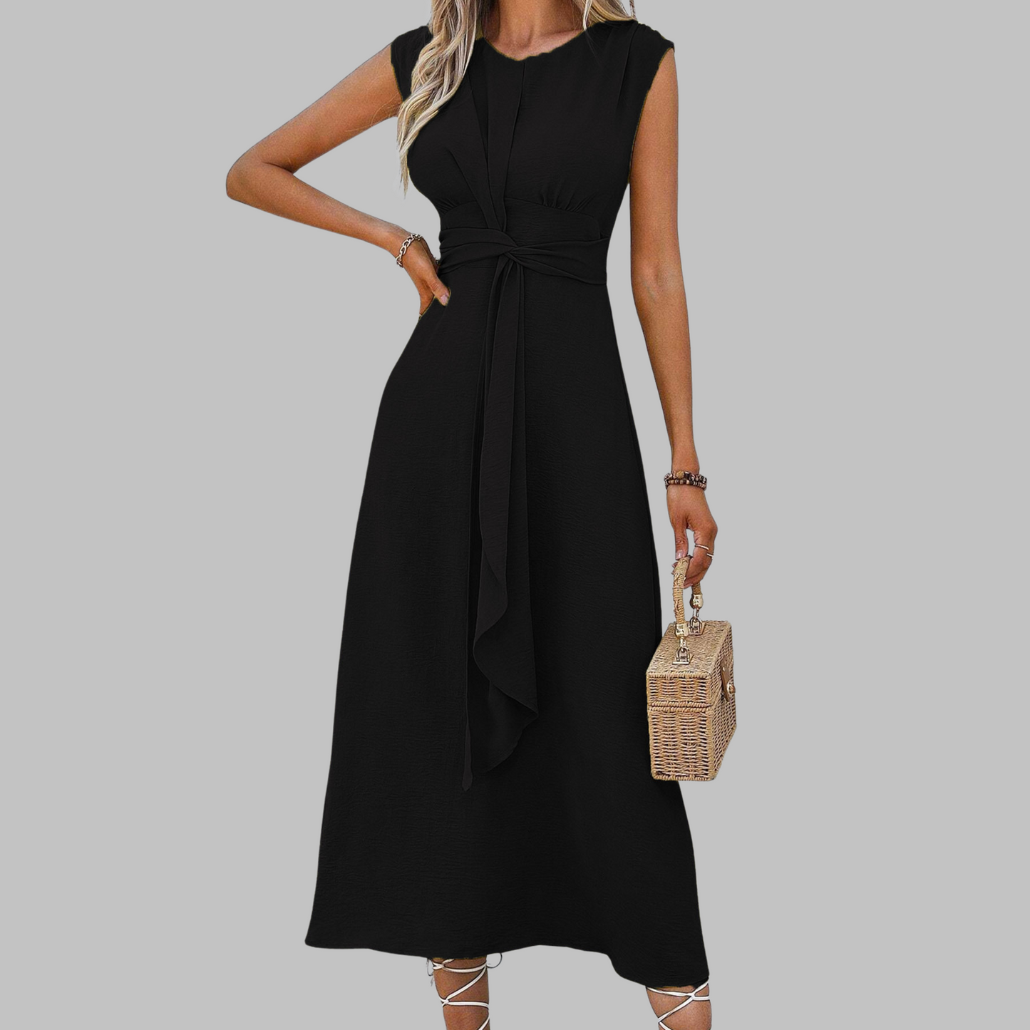 Sleeveless round neck maxi dress for women | Reese