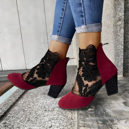Ankle strap block heel shoes for women | Margarith