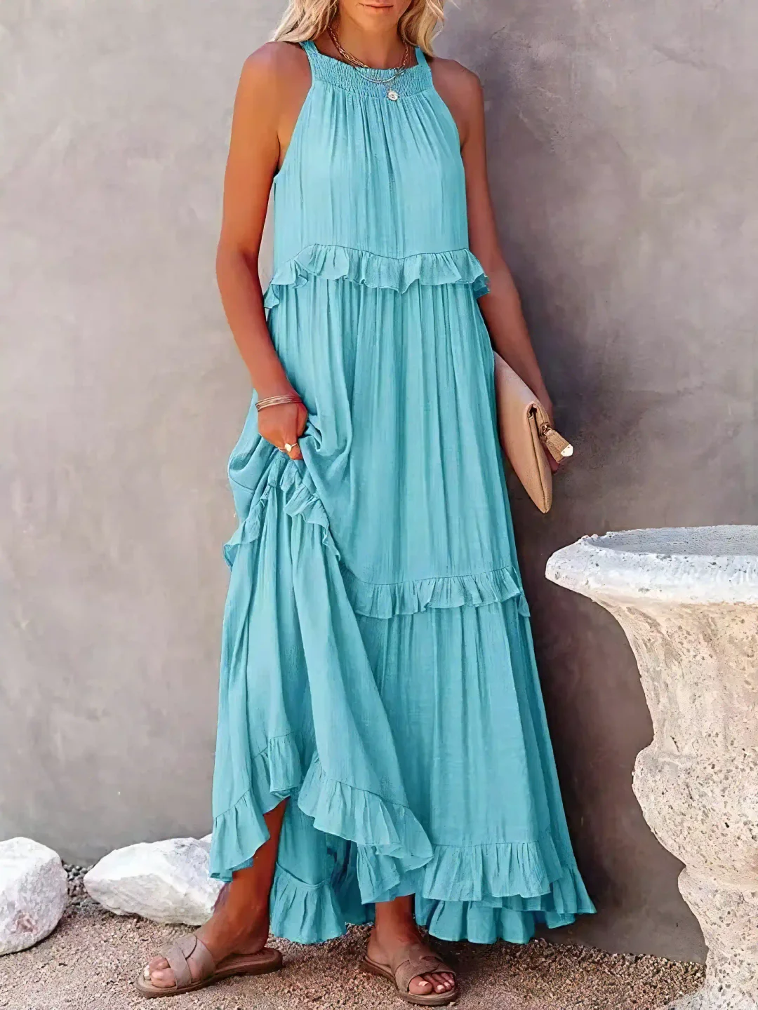 Tiered ruffle maxi dress for women | Lara