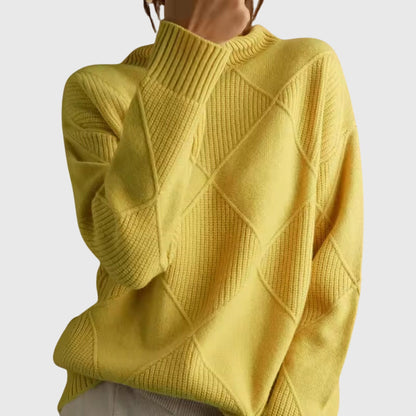 Modern geometric turtleneck sweater with relaxed fit Women | Angela Nova
