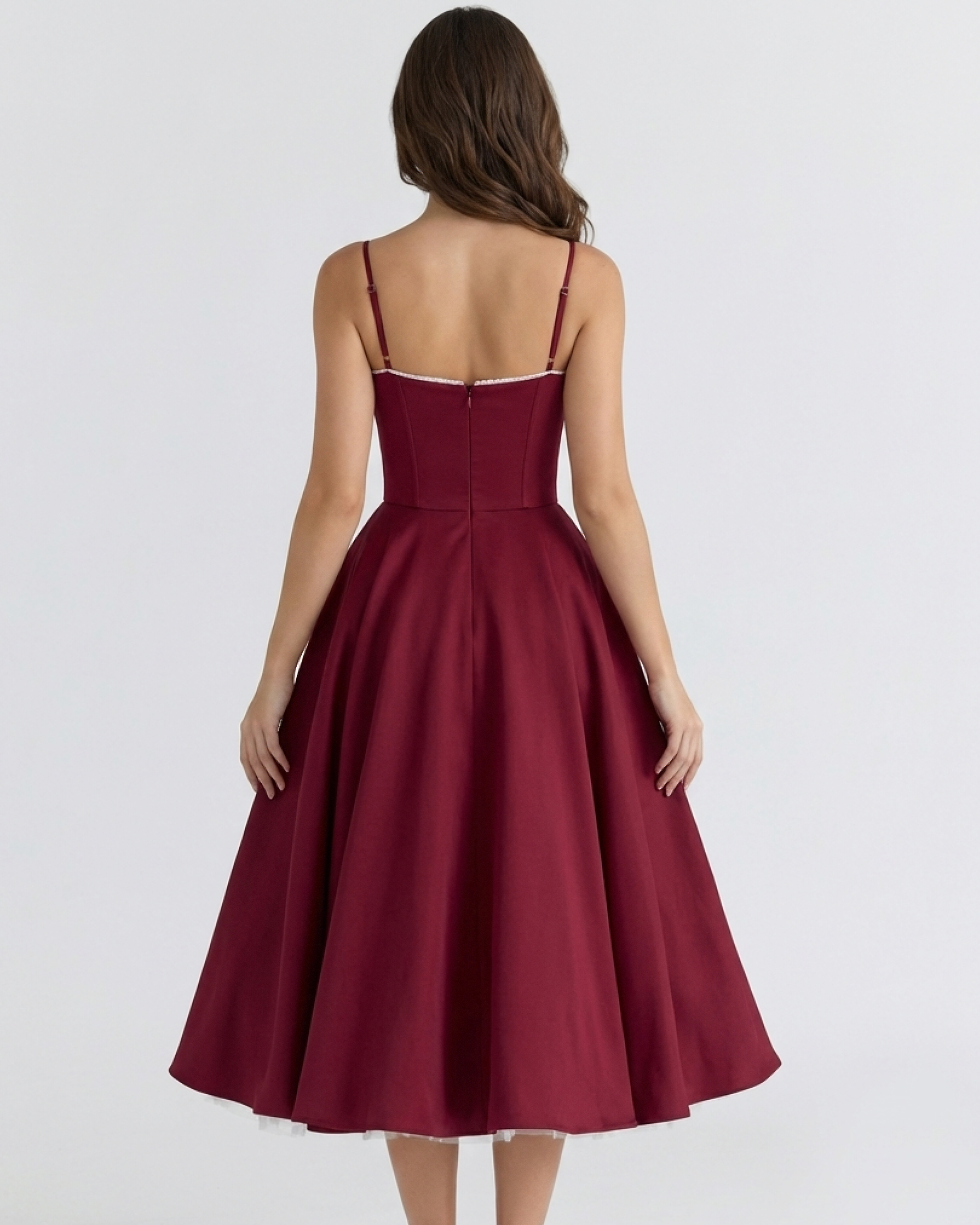 Satin boned corset midi dress for women | Selene