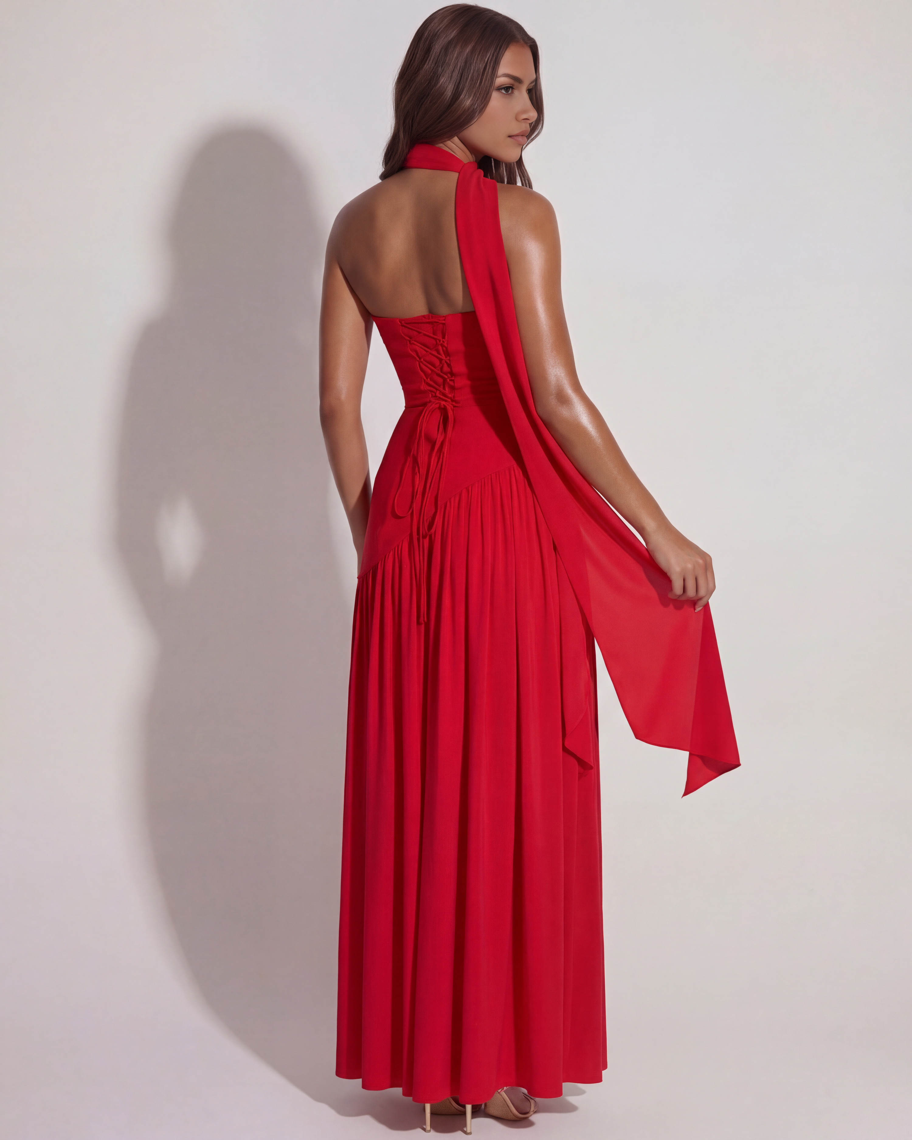 Structured bodice crepe maxi dress for women | Serena