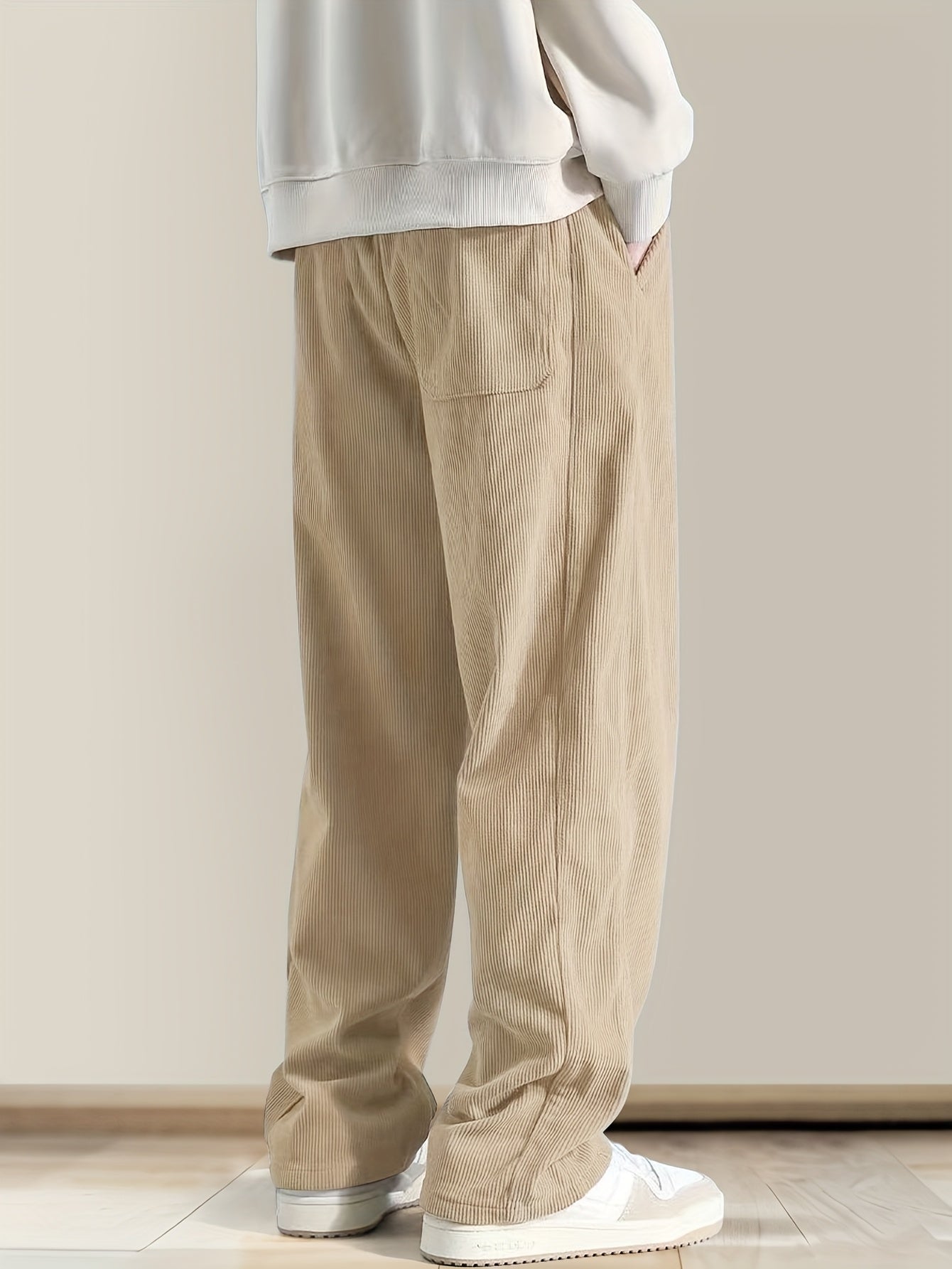 Relaxed corduroy drawstring casual trousers for men | Ellison -8