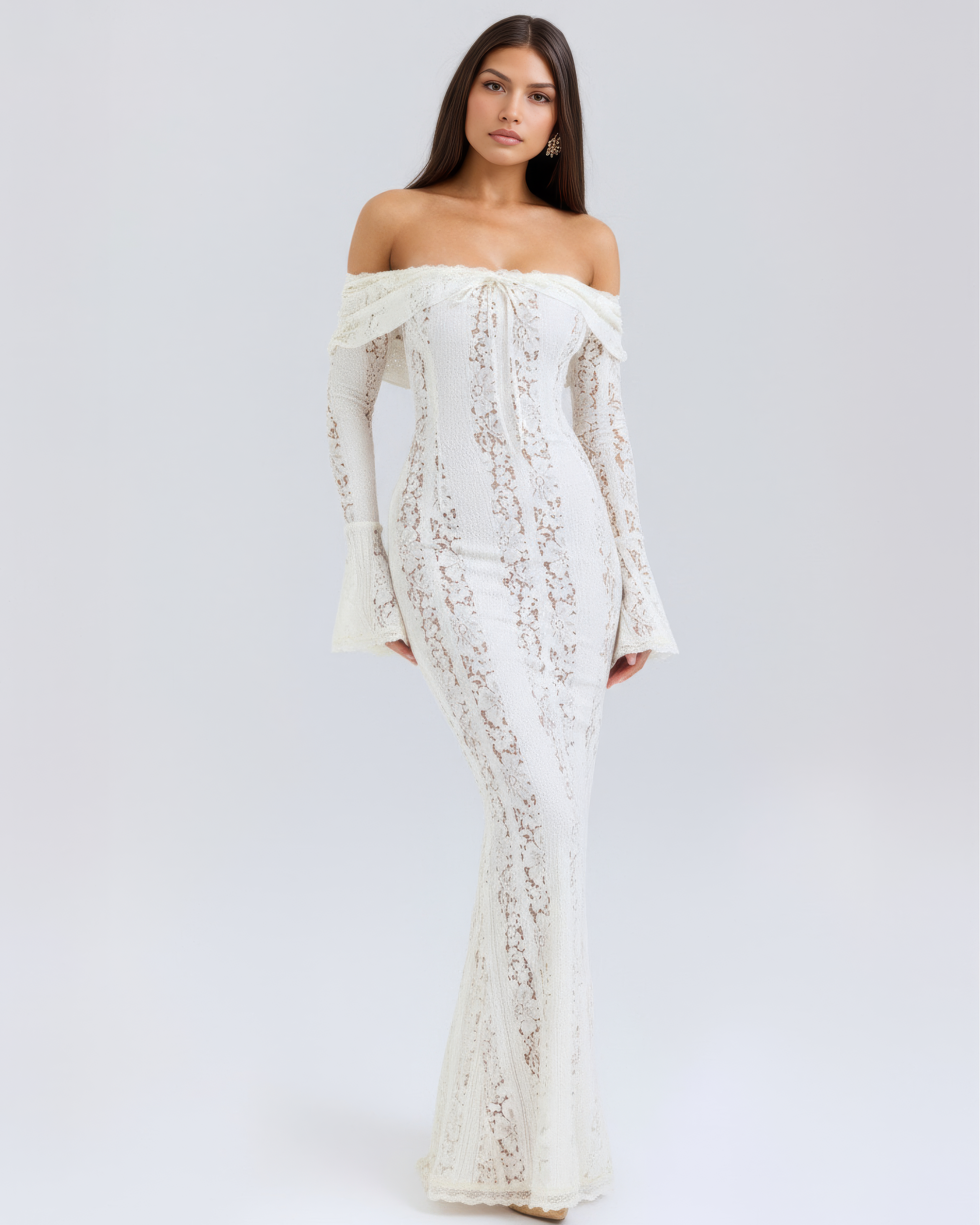 Off-shoulder elegant maxi dress for women | Alessandra