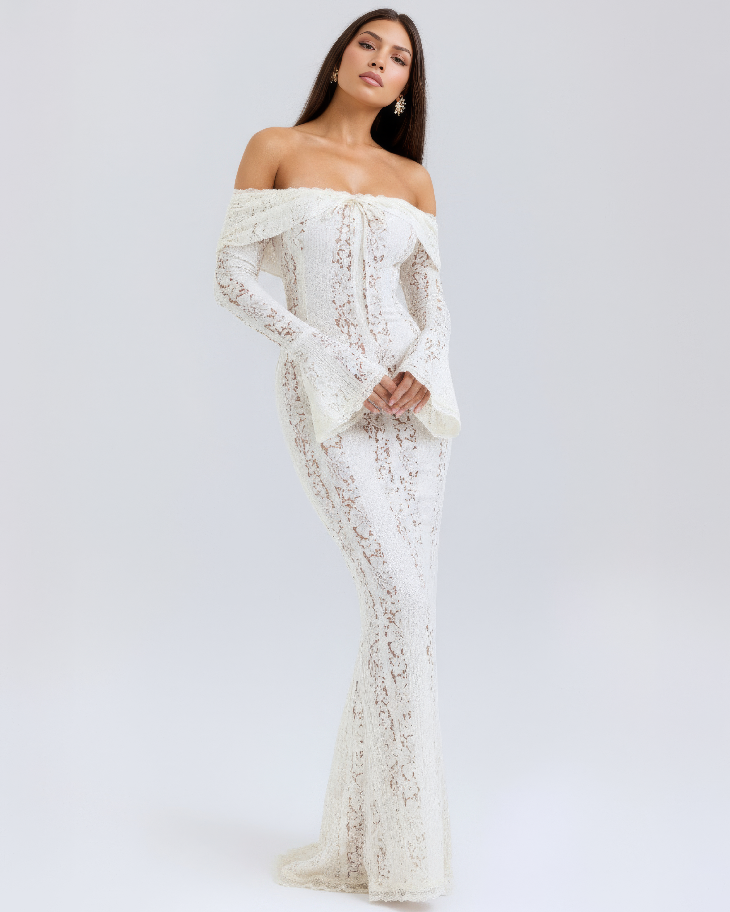 Off-shoulder elegant maxi dress for women | Alessandra
