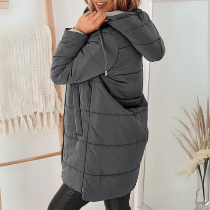 Casual hooded puffer down jacket for women | Yila -4