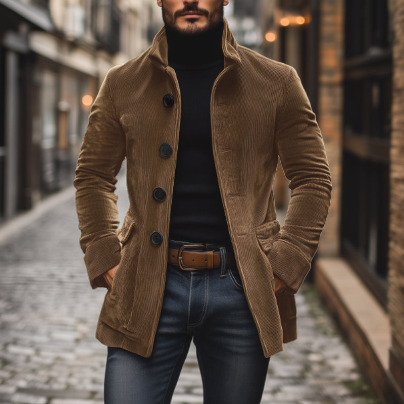Slim fit stand collar buttoned coat Stylish for Men | Emerson Vale