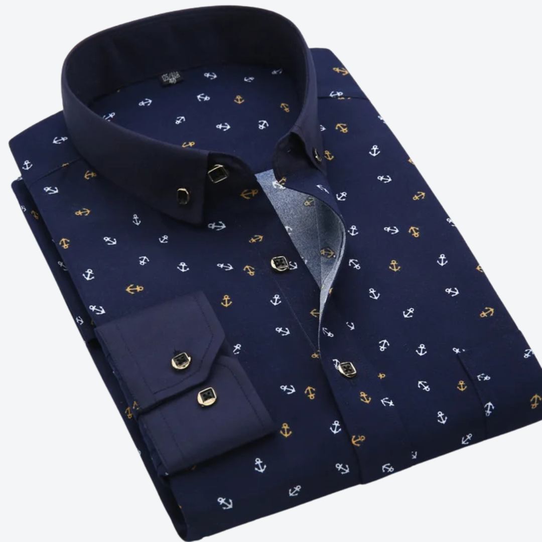 Nautical print long sleeve shirt for men | Marcellin