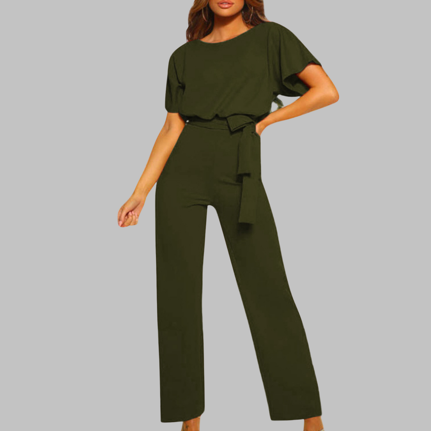 Casual tie front batwing sleeve jumpsuit for women | Alvessa