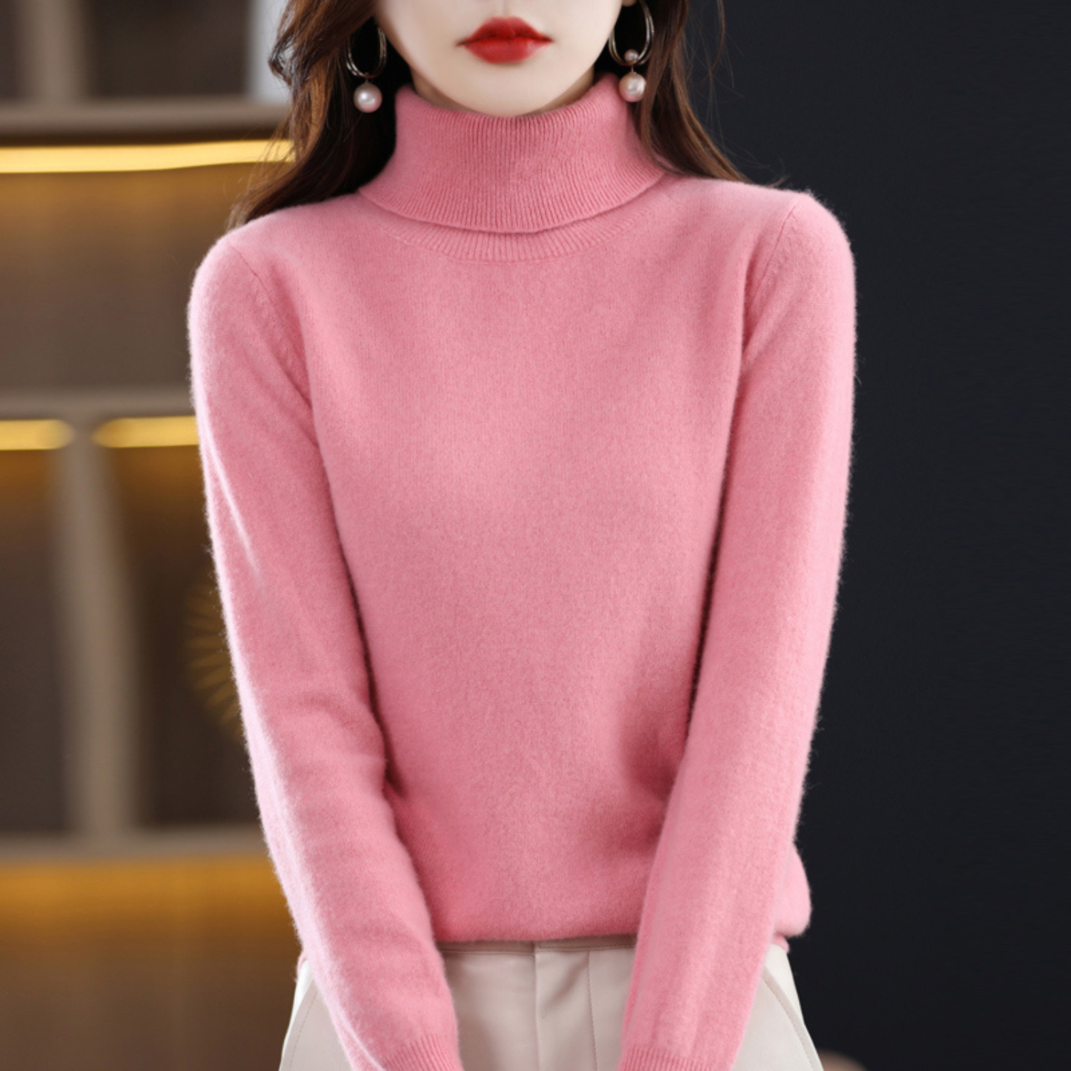 Refined turtleneck soft everyday jumper for women | Elara -6