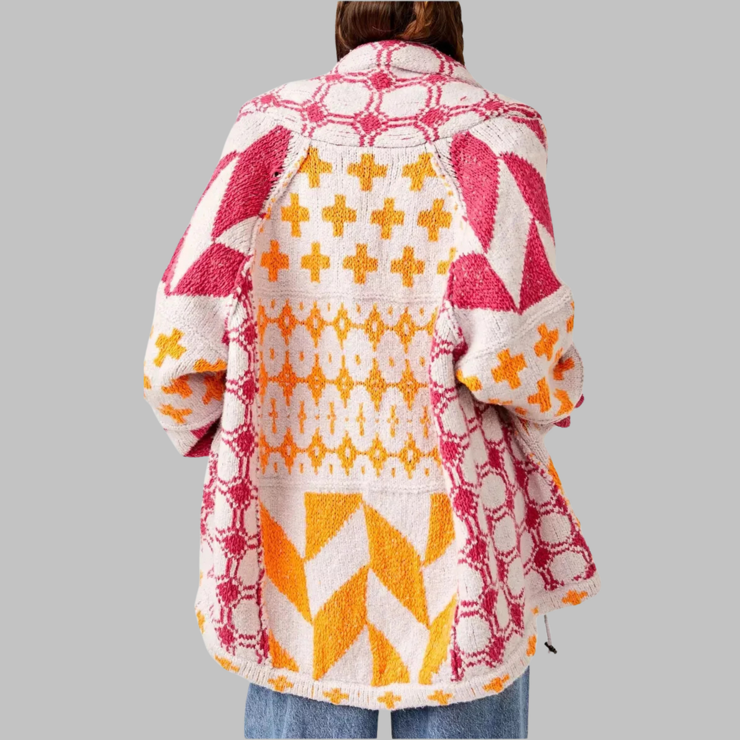 Button-down collar oversized cardigan for women | Portia