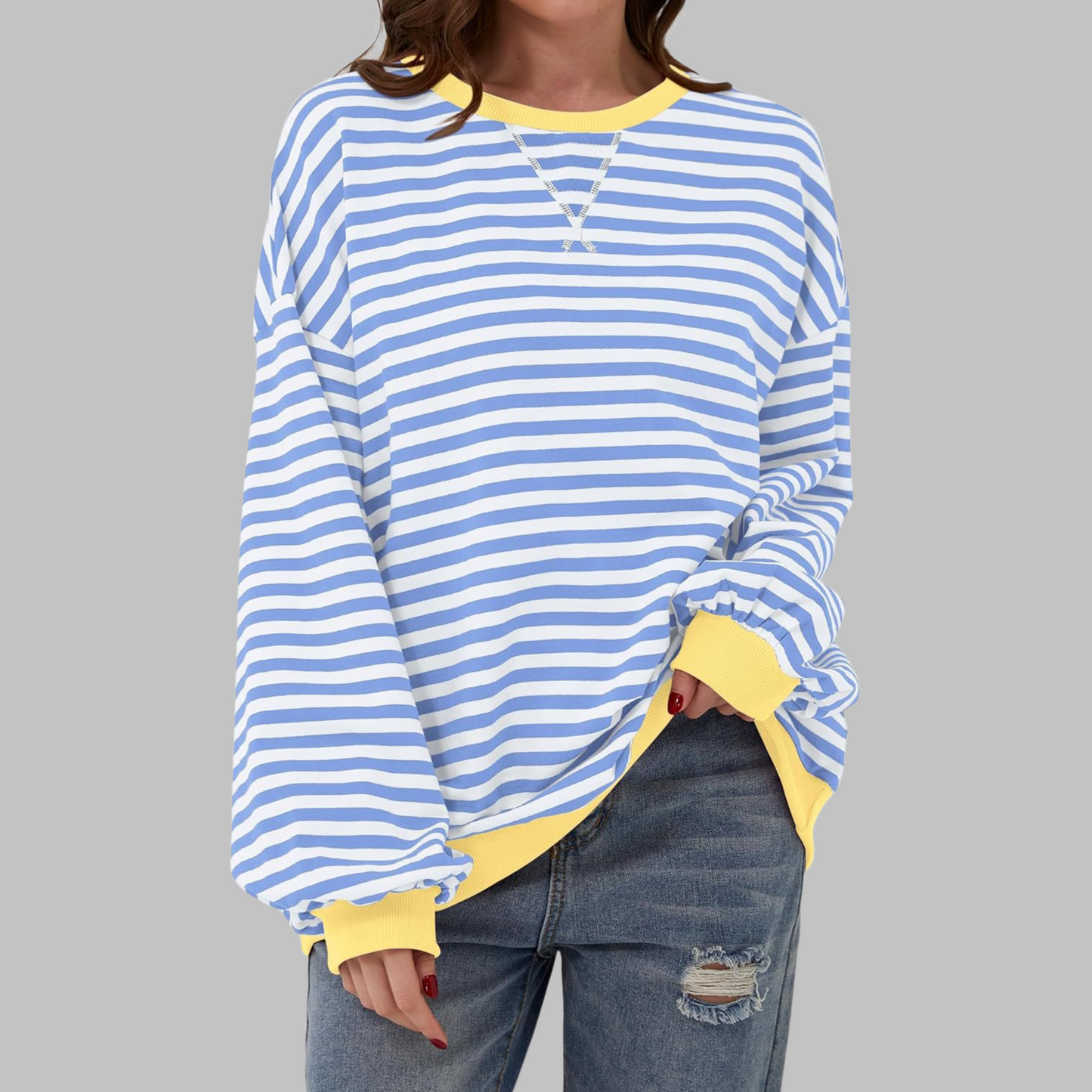 Striped long sleeve sweatshirt for women | Luka