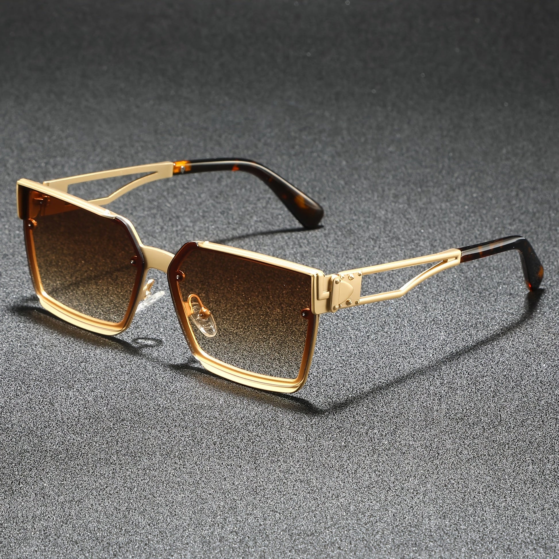 Retro half-frame gradient fashion sunglasses for men | Viridian -2
