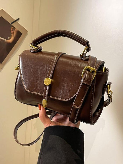 Contrast stitching small square shoulder bag for women | Avanlie