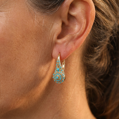 Turquoise Mosaic Teardrop Drop Earrings for Women | Elira