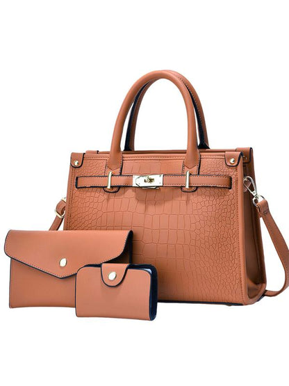 Crocodile embossed crossbody handbag set for women | Alenor