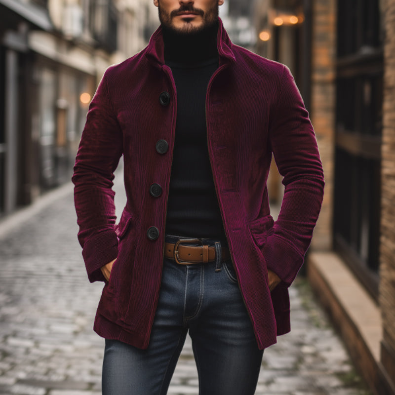 Slim fit stand collar buttoned coat Stylish for Men | Emerson Vale