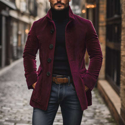 Slim fit stand collar buttoned coat Stylish for Men | Emerson Vale