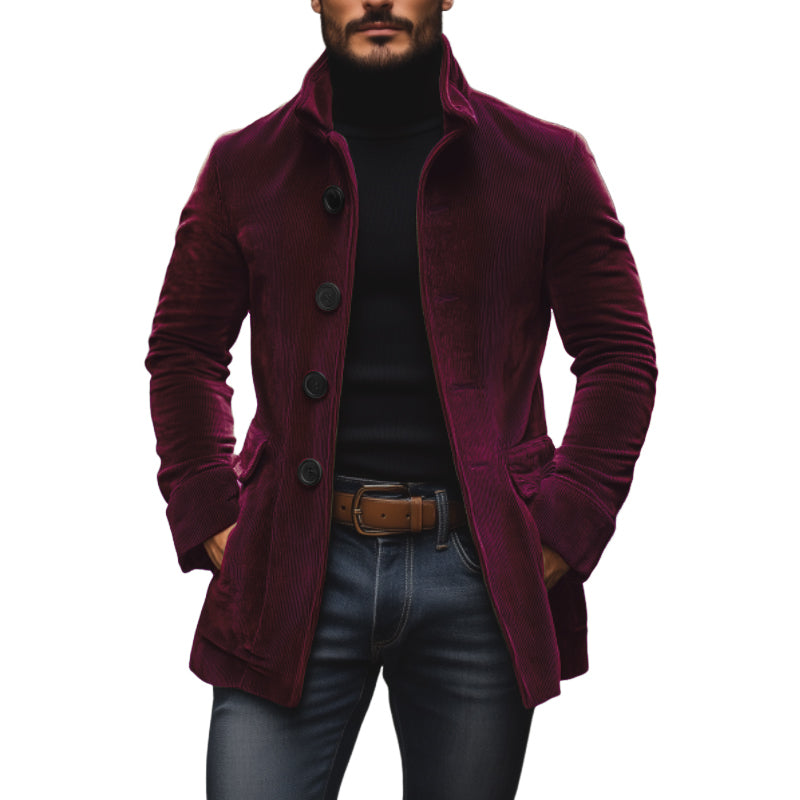 Slim fit stand collar buttoned coat Stylish for Men | Emerson Vale