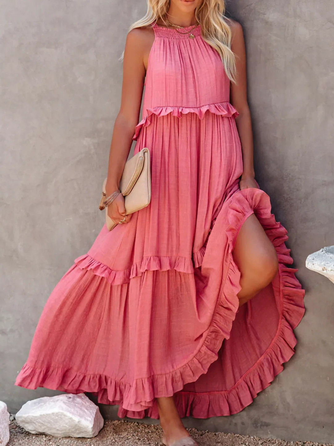 Tiered ruffle maxi dress for women | Lara