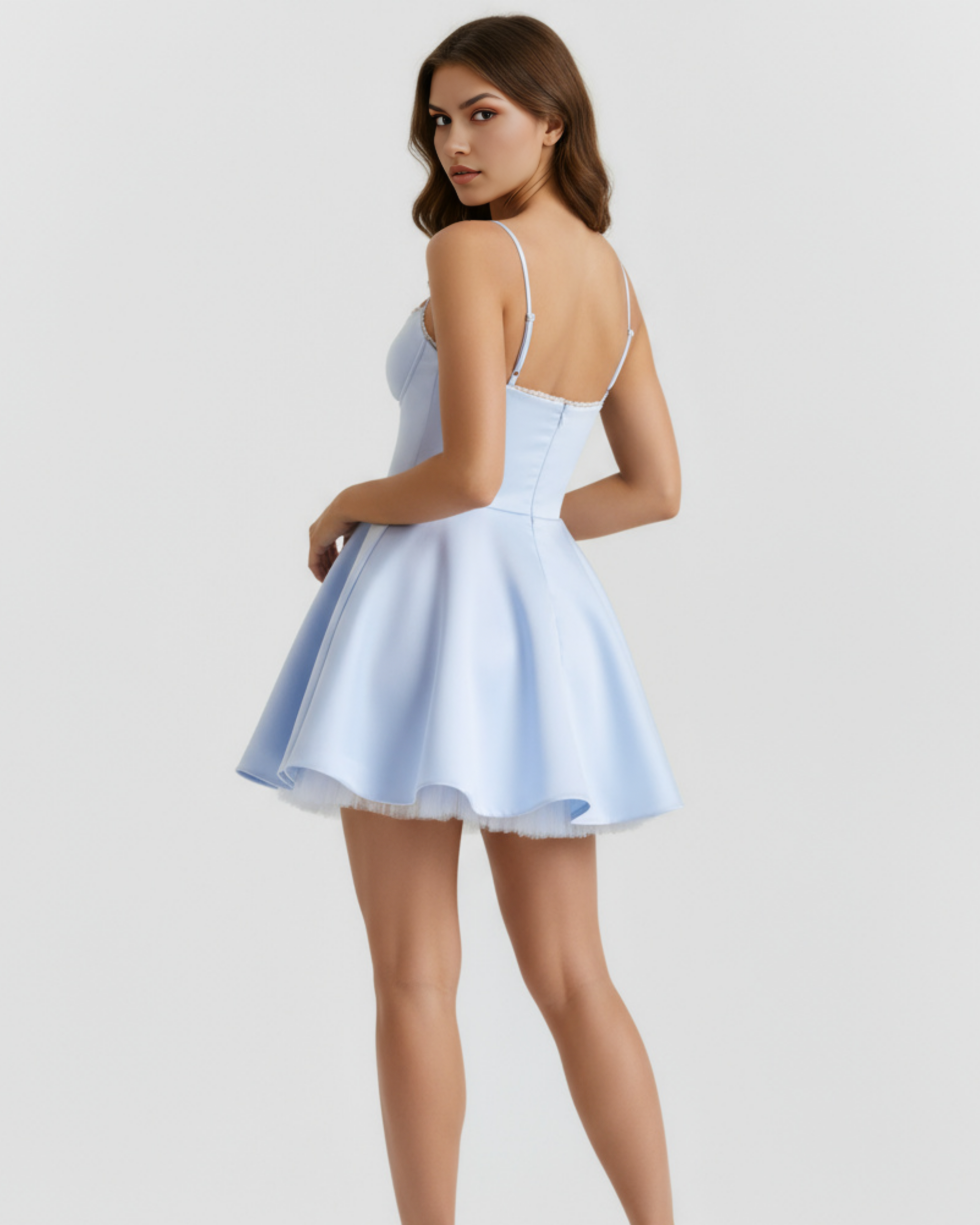 Satin boned corset mini dress for women | Selene