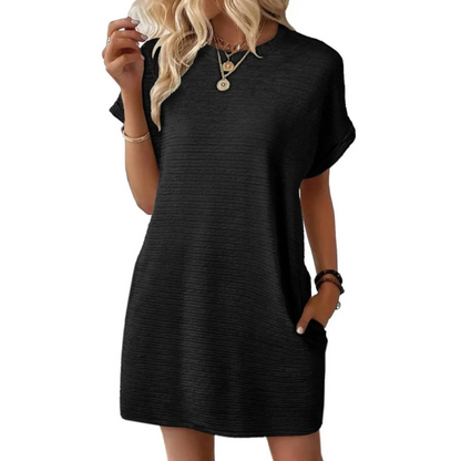 Minimalist round neck summer dress for women | Evasha