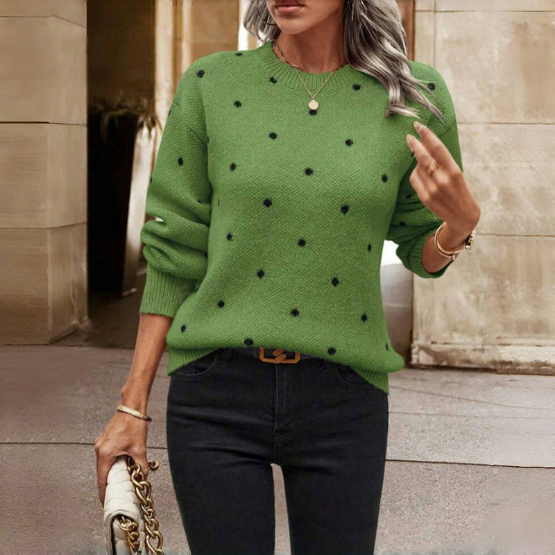 Polka dot knitted playful sweater for women | Nina -6