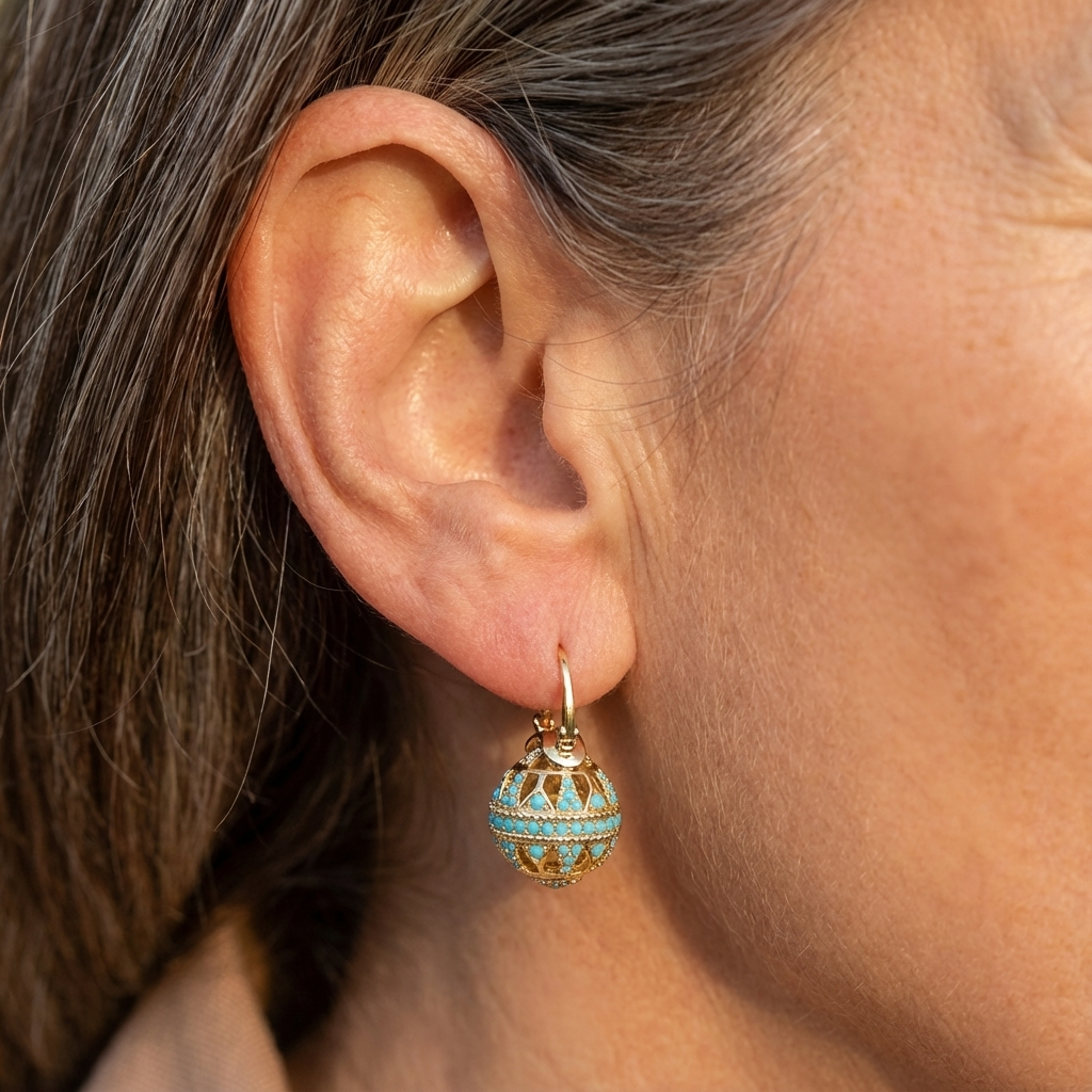 Turquoise Filigree Globe Drop Earrings for Women | Aurelia