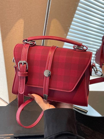 Contrast stitching small square shoulder bag for women | Avanlie