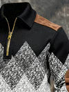 Geometric casual sweater with half-zip collar for men | Zanik