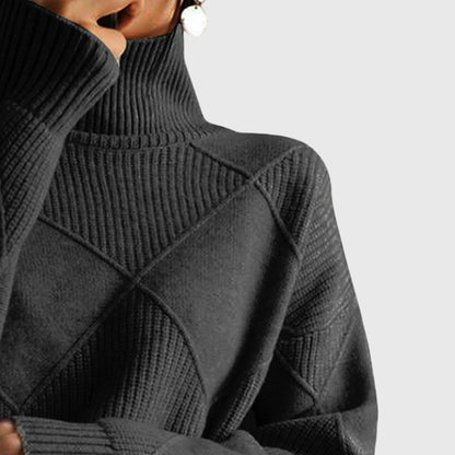 Modern geometric turtleneck sweater with relaxed fit Women | Angela Nova