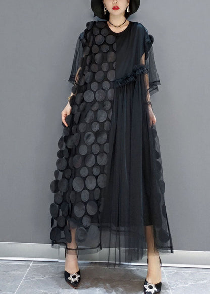 Black Tulle Asymmetrical Party Dress Chic for Women | Velora
