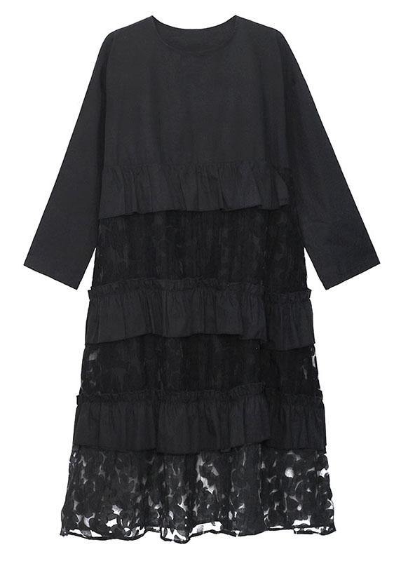 Bohemian Black Ruffle Panel Autumn Dress Chic For Women | Seraphine