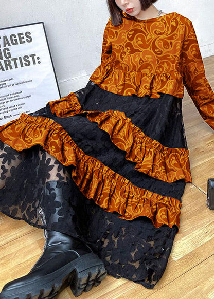 Bohemian Black Ruffle Panel Autumn Dress Chic For Women | Seraphine