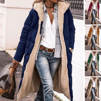 Elegant reversible long coat for women | Elvoria