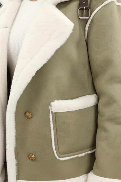 Plush lapel jacket with textured finish for women | Caurelle