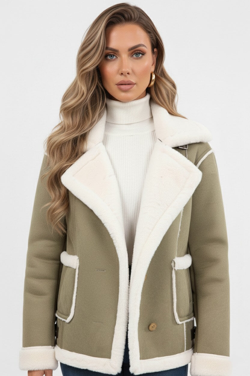 Plush lapel jacket with textured finish for women | Caurelle