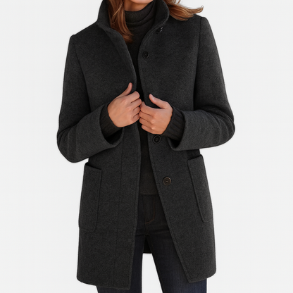Elegant high-collar structured coat for women | Ava -2