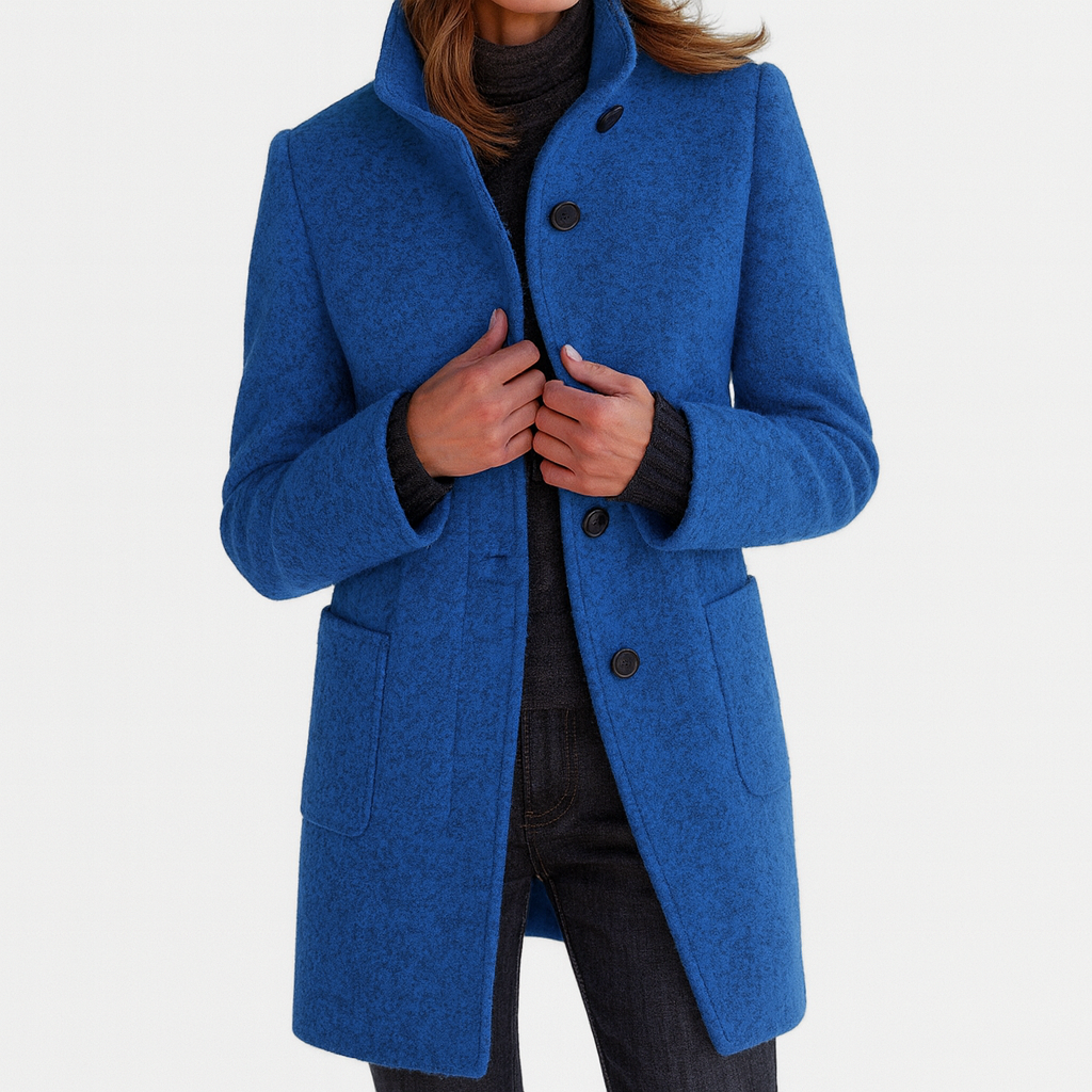 High Collar Button Jacket with Relaxed Fit for Women | Marlow Grace