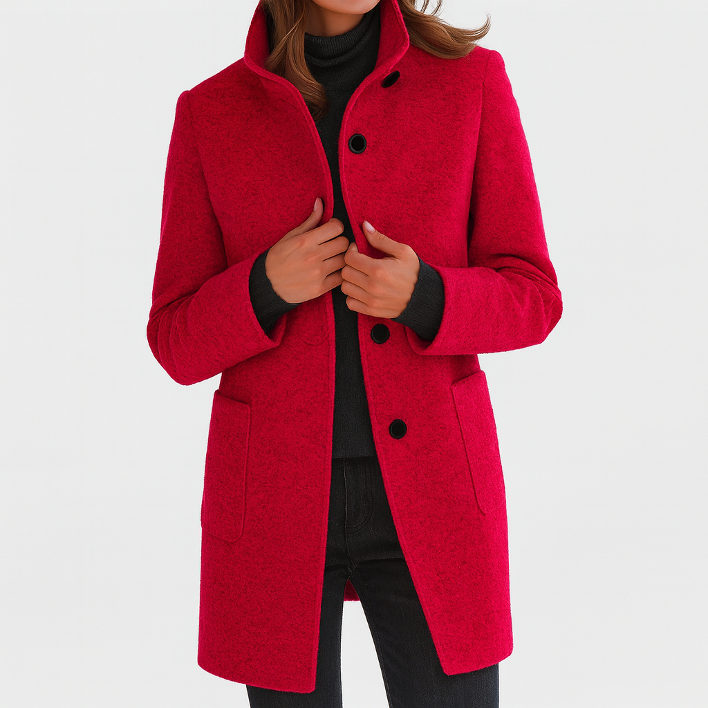 Elegant high-collar structured coat for women | Ava -6