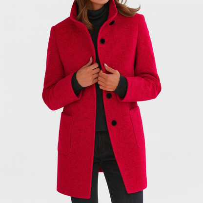 Elegant high-collar structured coat for women | Ava -6