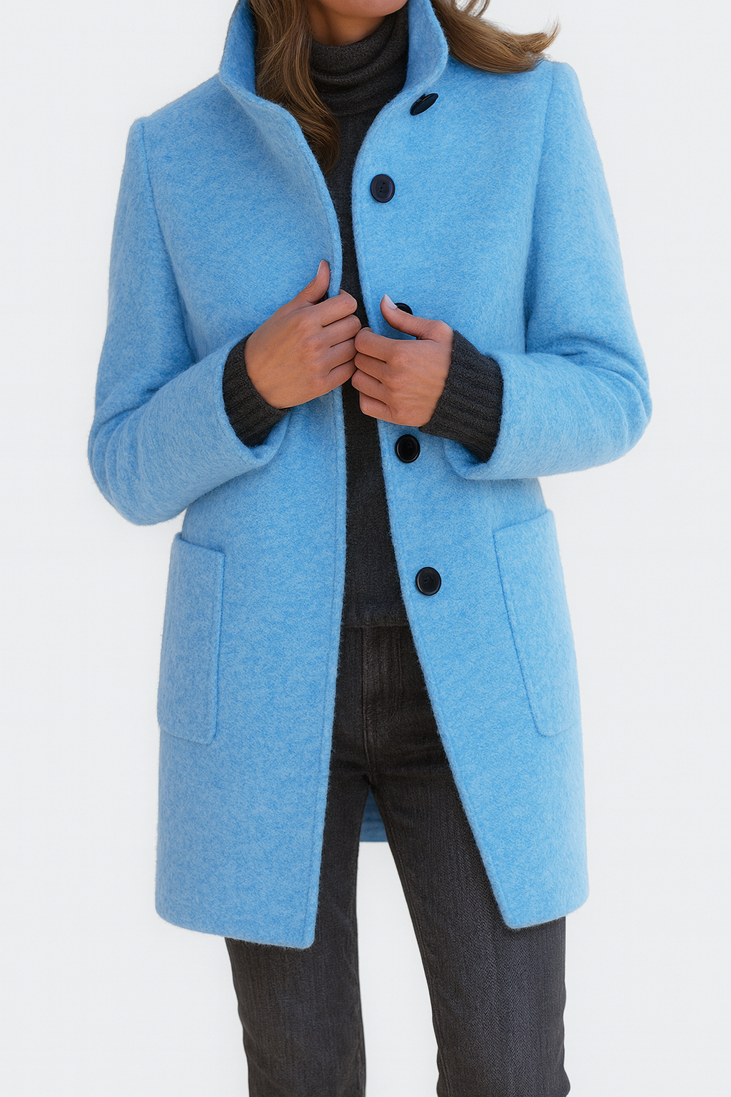 Elegant high-collar structured coat for women | Ava -10