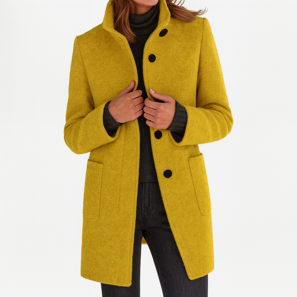 Elegant high-collar structured coat for women | Ava -11