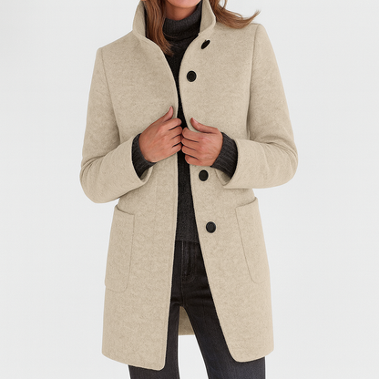 Elegant high-collar structured coat for women | Ava -9