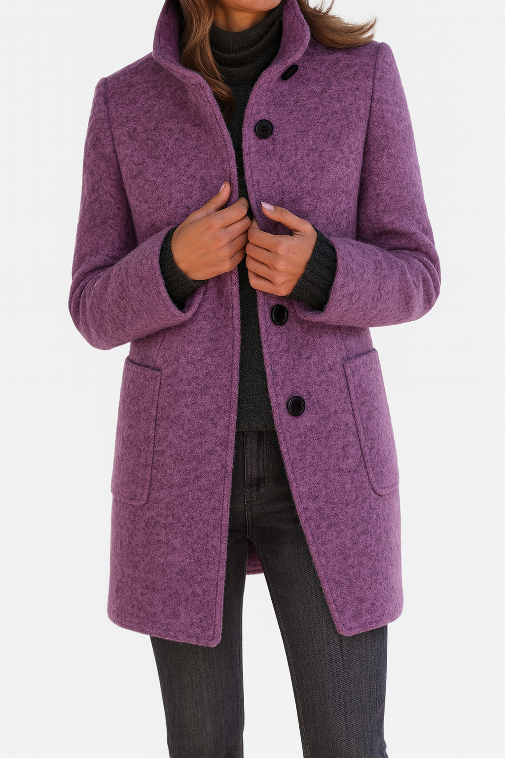 Elegant high-collar structured coat for women | Ava -5