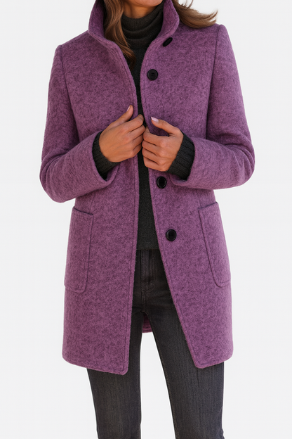 Elegant high-collar structured coat for women | Ava -5